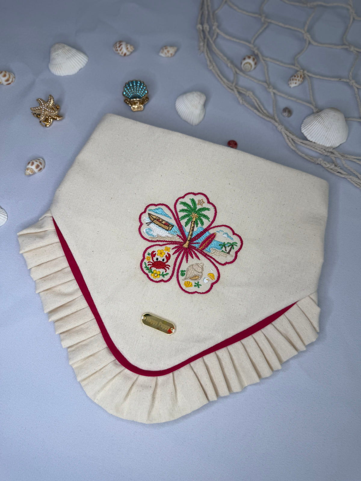 Beach Vibes – Bandana de Verano con Flor Tropical para Perro