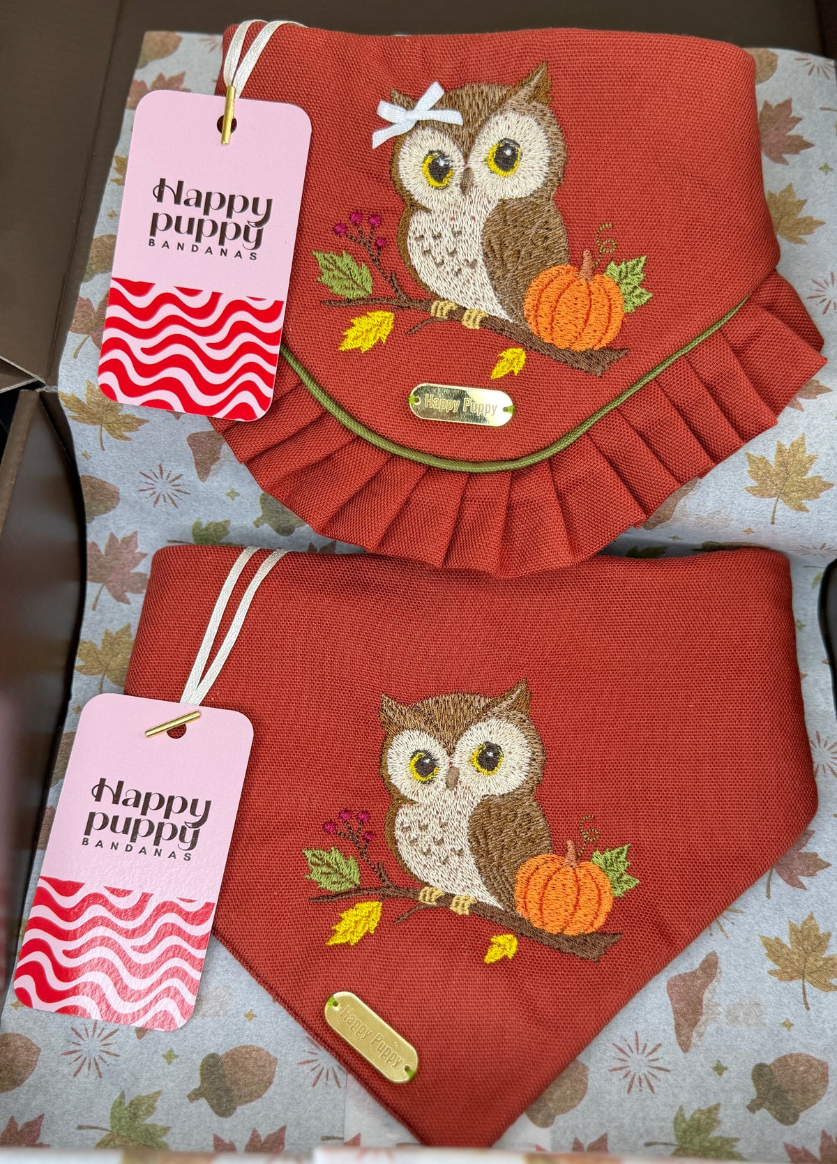Autumn Owl & Pumpkin Bandana