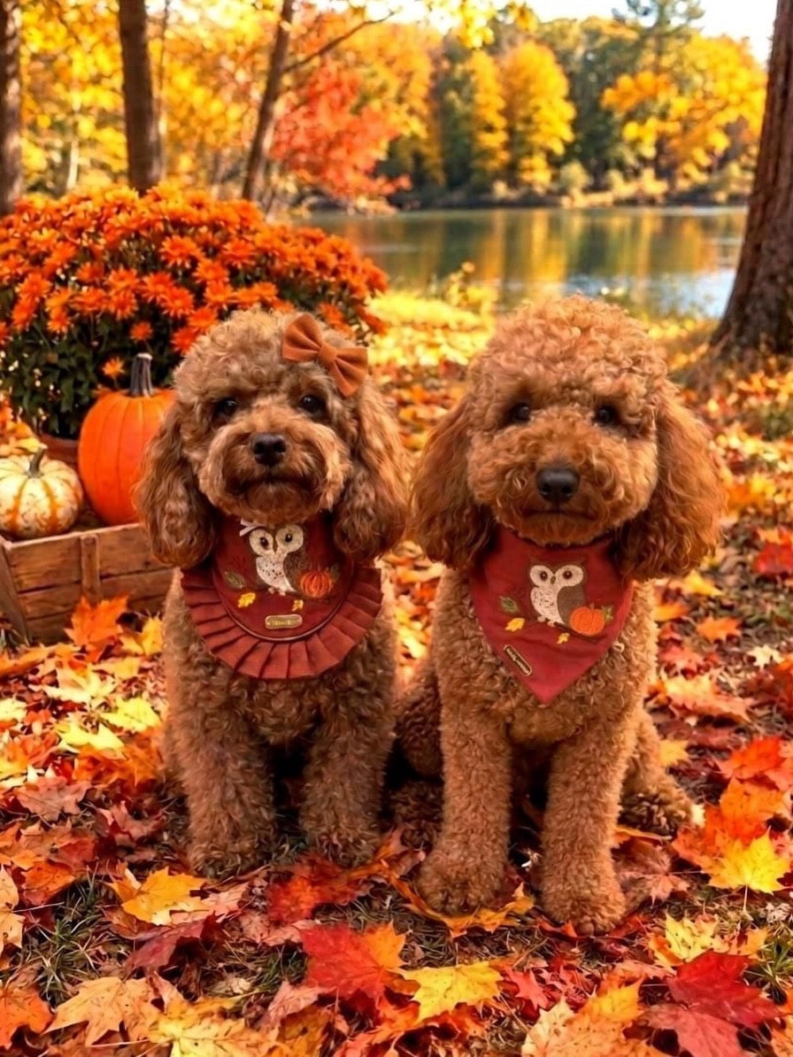 Autumn Owl & Pumpkin Bandana