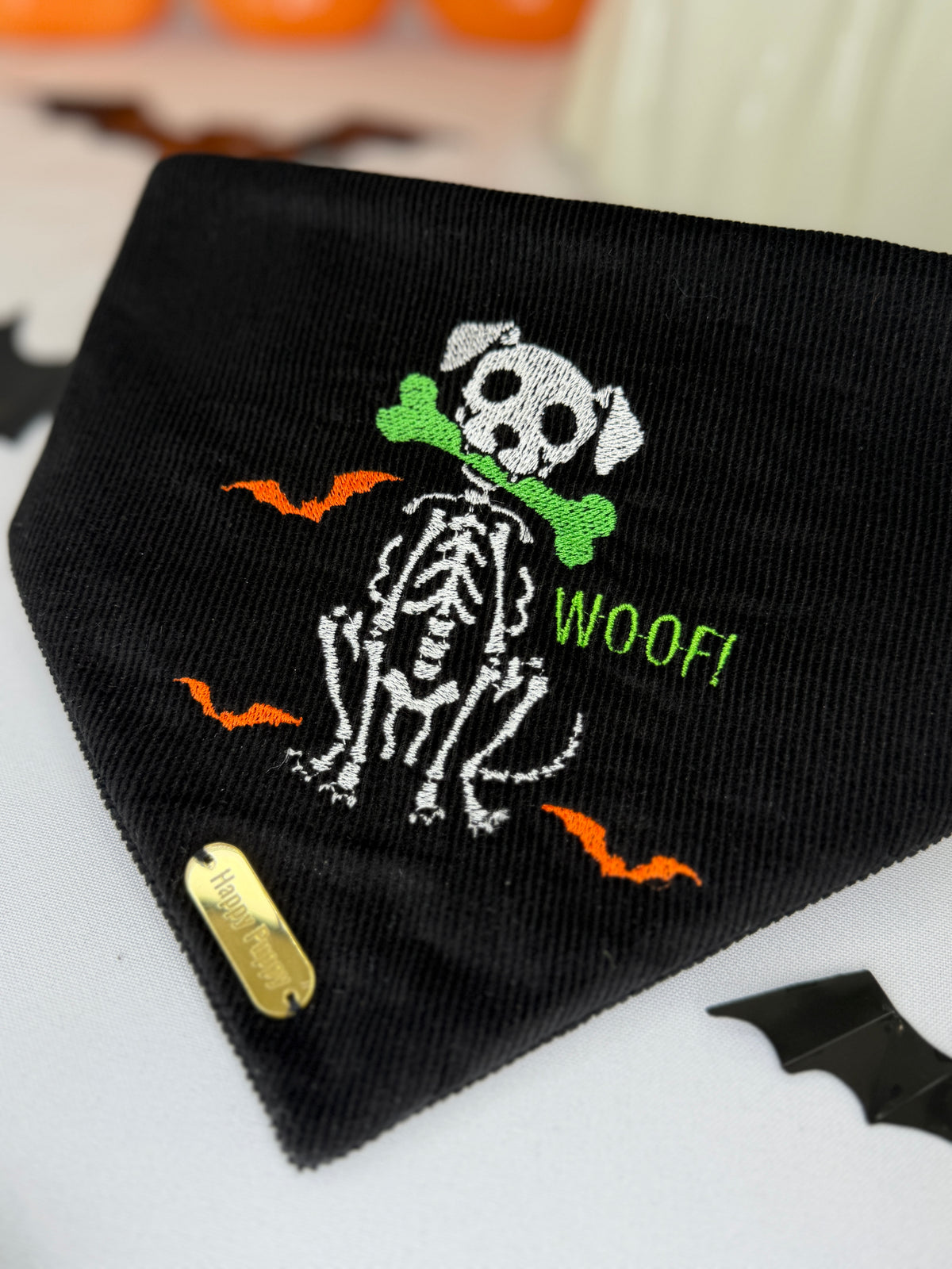 WOOF! Skeleton Pup Bandana - Glow In The Dark