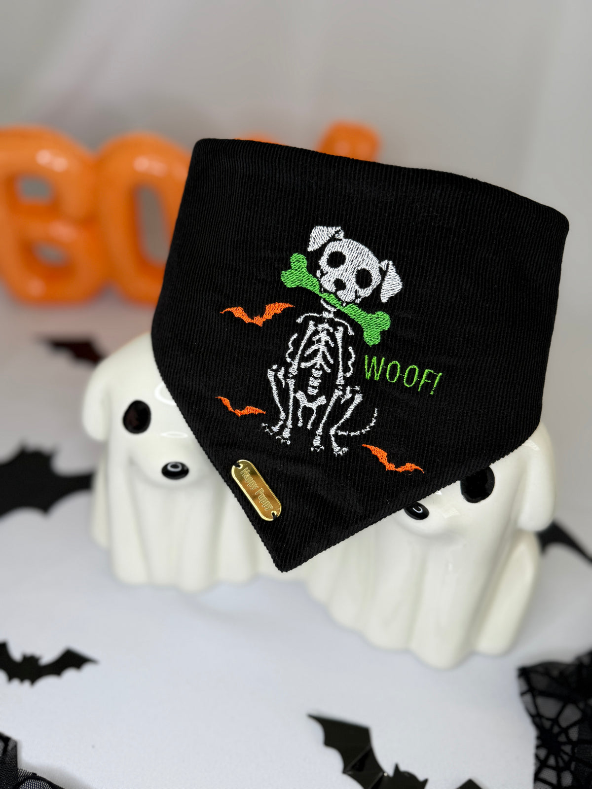 WOOF! Skeleton Pup Bandana - Glow In The Dark